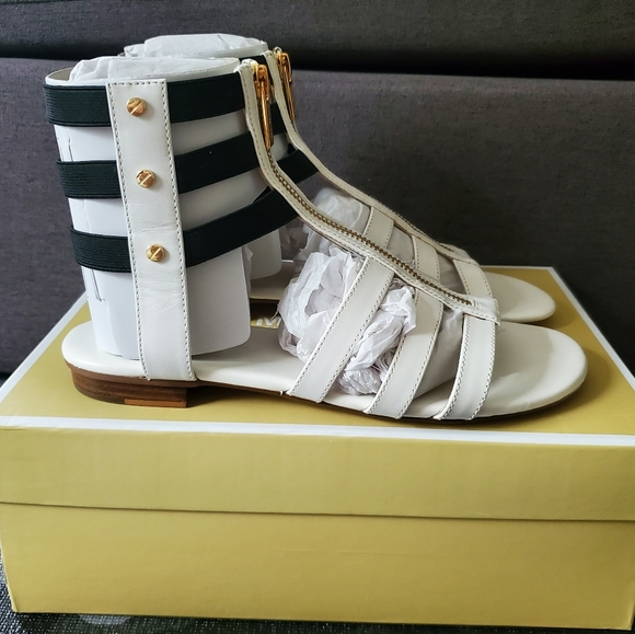 Michael Kors Codie Black & White Leather Sandal - Picture 2 of 12